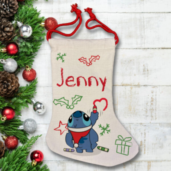 Personalised Stitch design Christmas Sock Thumbnail