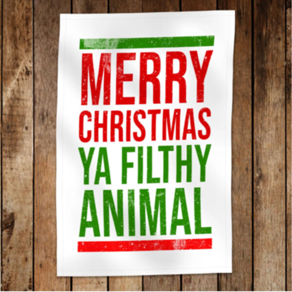 Merry Christmas Ya Filthy Animal Christmas Tea Towel Thumbnail
