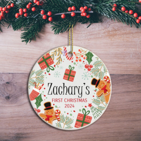 Personalised First Christmas - Presents - Ceramic Decoration  Thumbnail