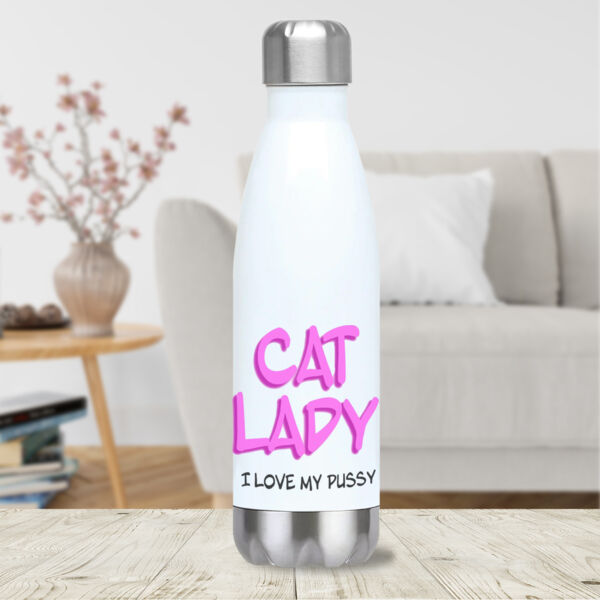 "Cat Lady-I love my pussy" Bowling Pin Bottle Thumbnail