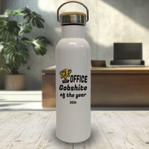 "Office Gobshite of the year 2024" Bamboo Lid Water Bottle Thumbnail