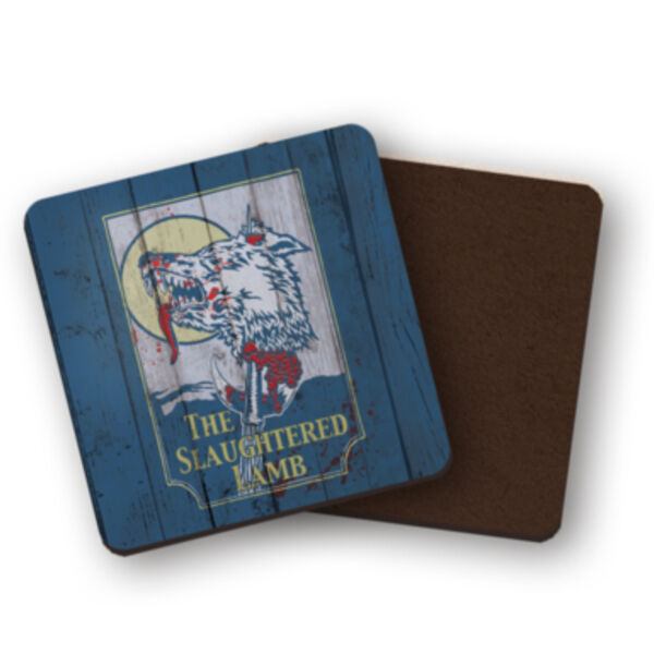 The Slaughtered Lamb Pub Sign Square Coaster Thumbnail