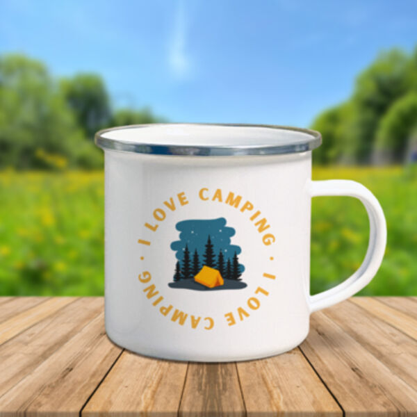 I Love Camping Enamel Mug Thumbnail